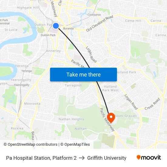 Pa Hospital Station, Platform 2 to Griffith University map
