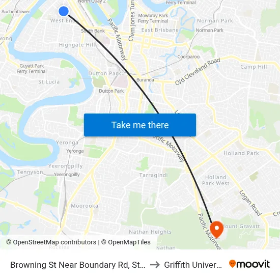 Browning St Near Boundary Rd, Stop 5 to Griffith University map