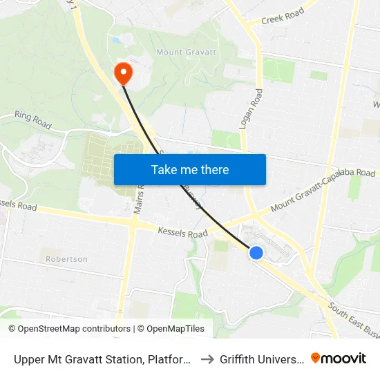 Upper Mt Gravatt Station, Platform 1 to Griffith University map