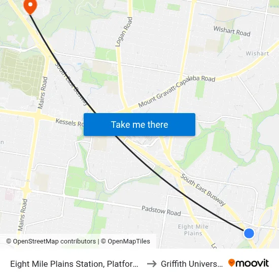 Eight Mile Plains Station, Platform 1 to Griffith University map