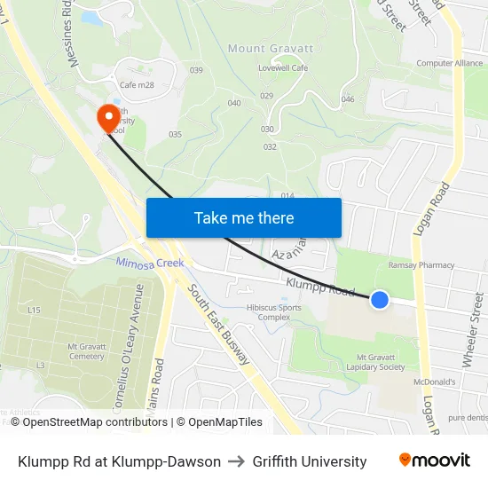 Klumpp Rd at Klumpp-Dawson to Griffith University map