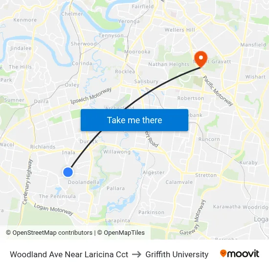 Woodland Ave Near Laricina Cct to Griffith University map