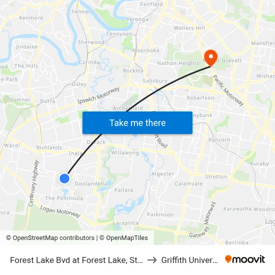 Forest Lake Bvd at Forest Lake, Stop B to Griffith University map