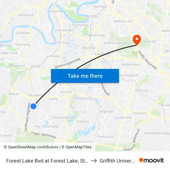 Forest Lake Bvd at Forest Lake, Stop E to Griffith University map