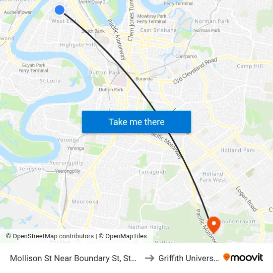 Mollison St Near Boundary St, Stop 5 to Griffith University map