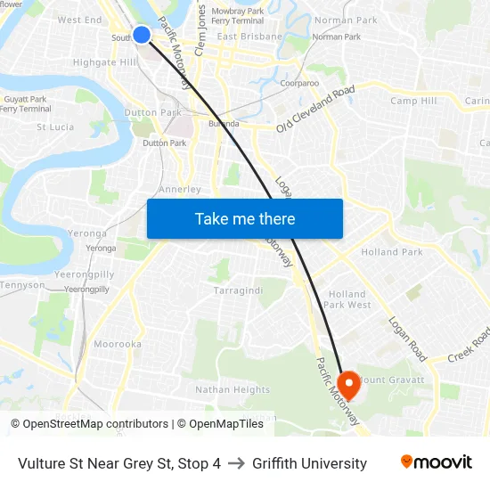 Vulture St Near Grey St, Stop 4 to Griffith University map