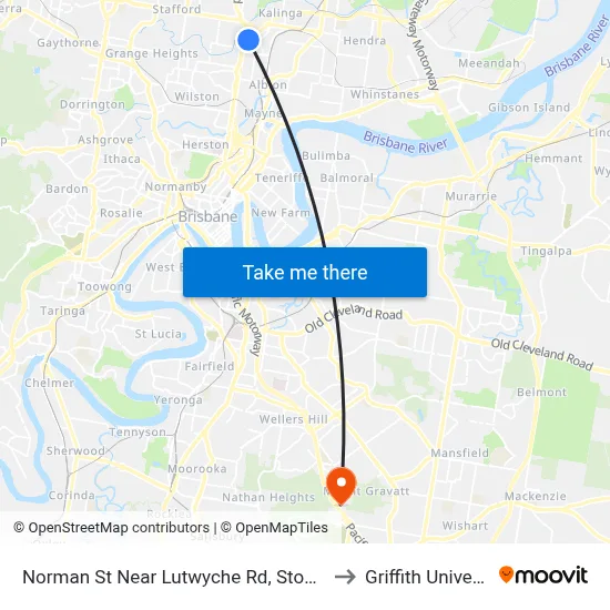 Norman St Near Lutwyche Rd, Stop 24/25 to Griffith University map