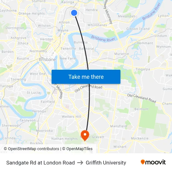 Sandgate Rd at London Road to Griffith University map