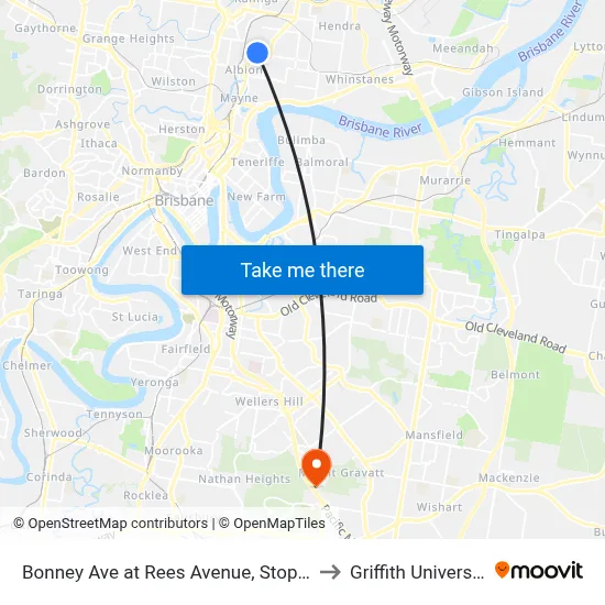 Bonney Ave at Rees Avenue, Stop 22 to Griffith University map