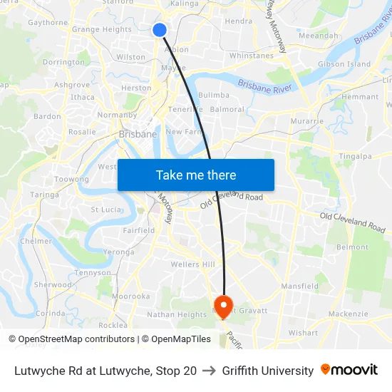 Lutwyche Rd at Lutwyche, Stop 20 to Griffith University map