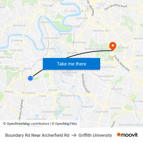 Boundary Rd Near Archerfield Rd to Griffith University map