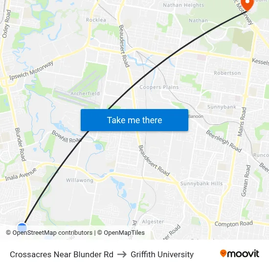 Crossacres Near Blunder Rd to Griffith University map