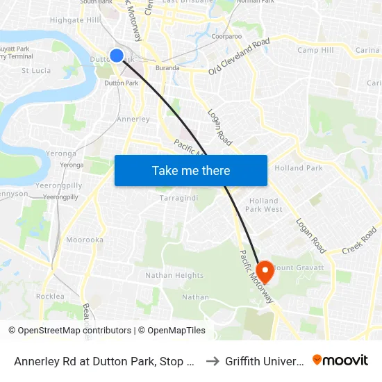 Annerley Rd at Dutton Park, Stop 11/17 to Griffith University map