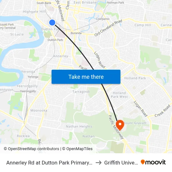 Annerley Rd at Dutton Park Primary, Stop 10 to Griffith University map