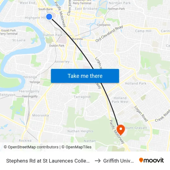 Stephens Rd at St Laurences College, Stop 7 to Griffith University map