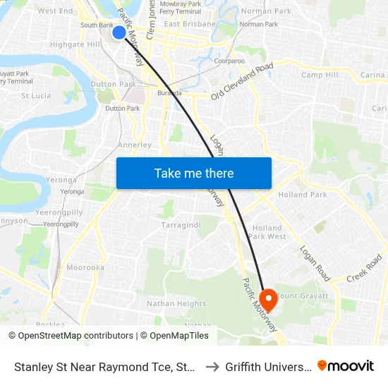 Stanley St Near Raymond Tce, Stop 6 to Griffith University map