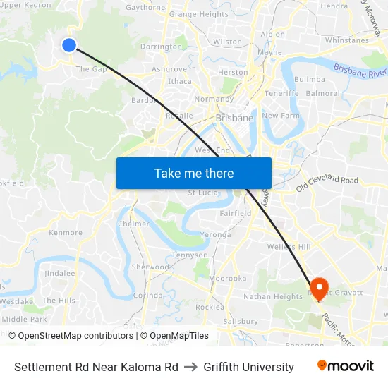 Settlement Rd Near Kaloma Rd to Griffith University map