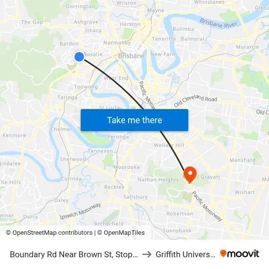 Boundary Rd Near Brown St, Stop 15 to Griffith University map