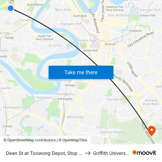 Dean St at Toowong Depot, Stop 17 to Griffith University map