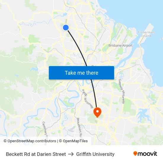 Beckett Rd at Darien Street to Griffith University map