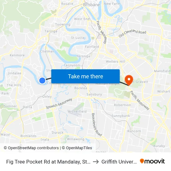 Fig Tree Pocket Rd at Mandalay, Stop 44 to Griffith University map