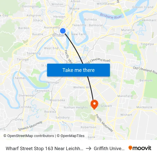 Wharf Street Stop 163 Near Leichhardt St to Griffith University map