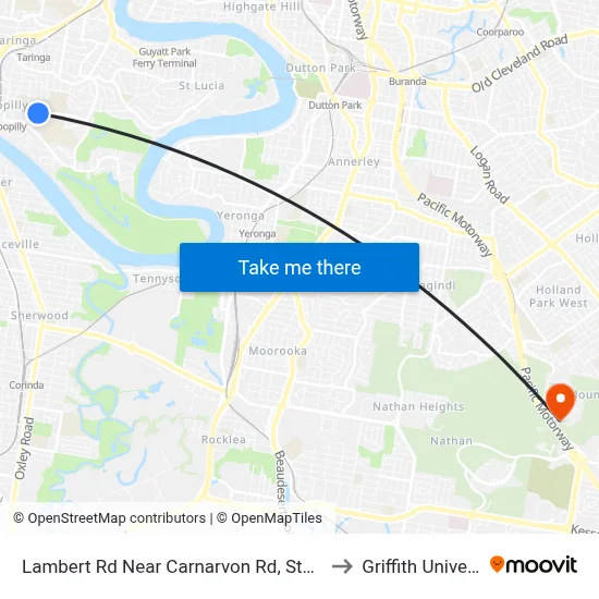 Lambert Rd Near Carnarvon Rd, Stop 36/27 to Griffith University map