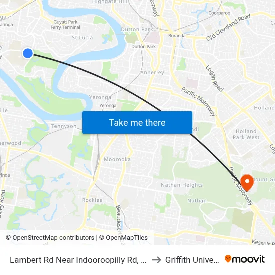 Lambert Rd Near Indooroopilly Rd, Stop 24 to Griffith University map