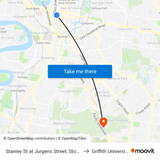 Stanley St at Jurgens Street, Stop F to Griffith University map