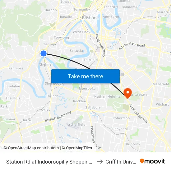 Station Rd at Indooroopilly Shopping Ctr, Stop E to Griffith University map