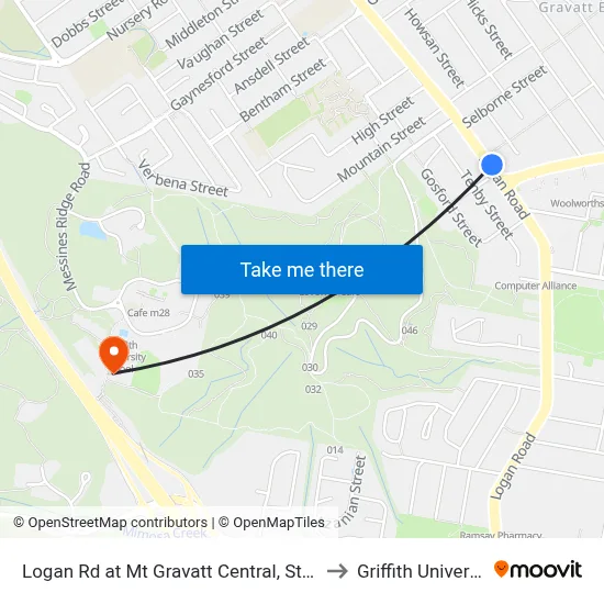 Logan Rd at Mt Gravatt Central, Stop 37 to Griffith University map