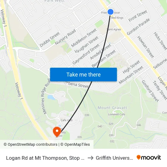 Logan Rd at Mt Thompson, Stop 34 to Griffith University map