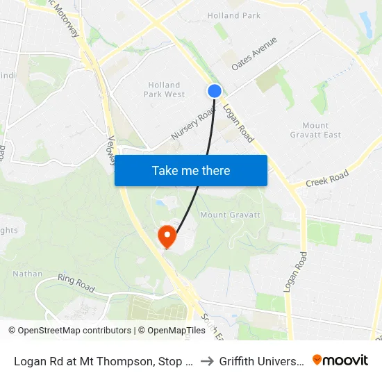 Logan Rd at Mt Thompson, Stop 34 to Griffith University map