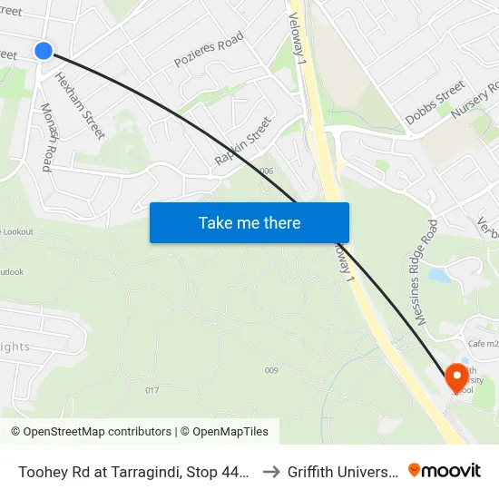 Toohey Rd at Tarragindi, Stop 44/48 to Griffith University map