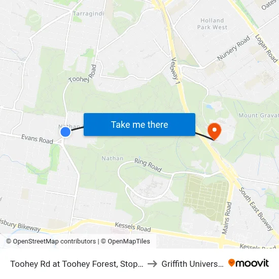 Toohey Rd at Toohey Forest, Stop 53 to Griffith University map