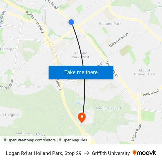 Logan Rd at Holland Park, Stop 29 to Griffith University map