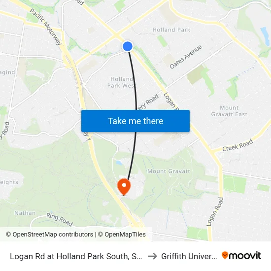 Logan Rd at Holland Park South, Stop 31 to Griffith University map