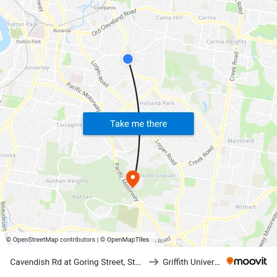 Cavendish Rd at Goring Street, Stop 34 to Griffith University map
