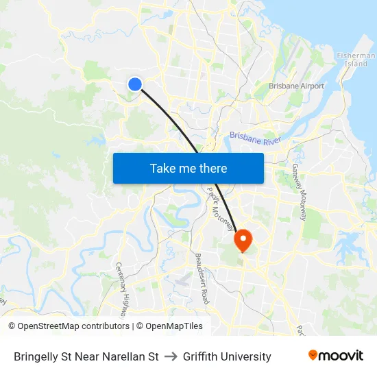 Bringelly St Near Narellan St to Griffith University map