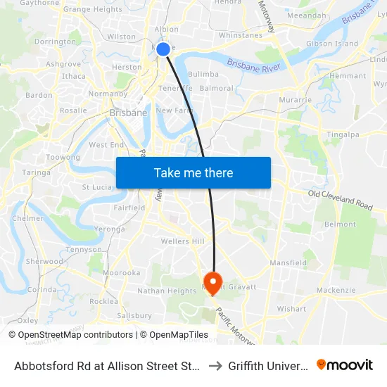Abbotsford Rd at Allison Street Stop 16 to Griffith University map