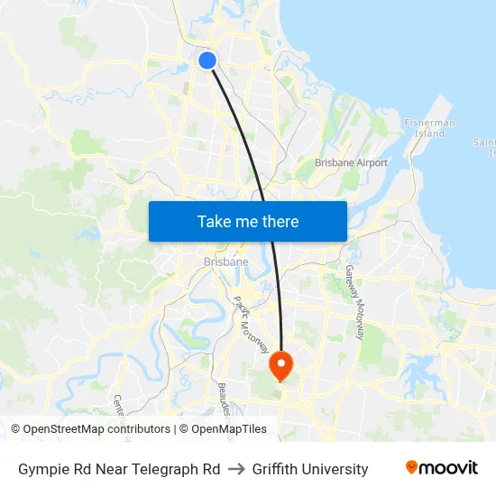 Gympie Rd Near Telegraph Rd to Griffith University map