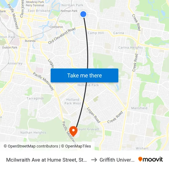 Mcilwraith Ave at Hume Street, Stop 29 to Griffith University map