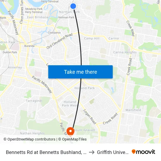 Bennetts Rd at Bennetts Bushland, Stop 29 to Griffith University map