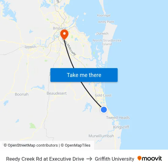 Reedy Creek Rd at Executive Drive to Griffith University map