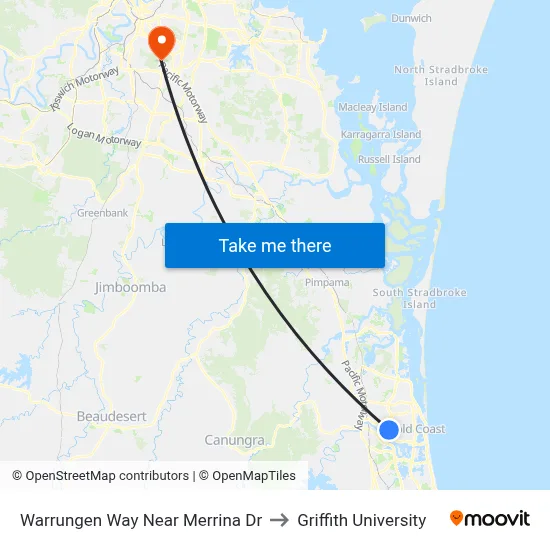 Warrungen Way Near Merrina Dr to Griffith University map