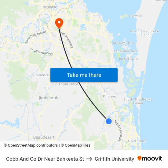 Cobb And Co Dr Near Bahkeeta St to Griffith University map