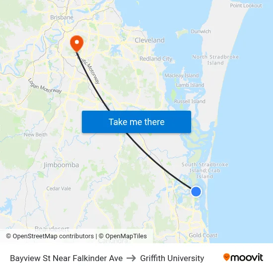 Bayview St Near Falkinder Ave to Griffith University map