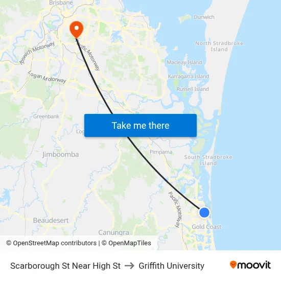 Scarborough St Near High St to Griffith University map