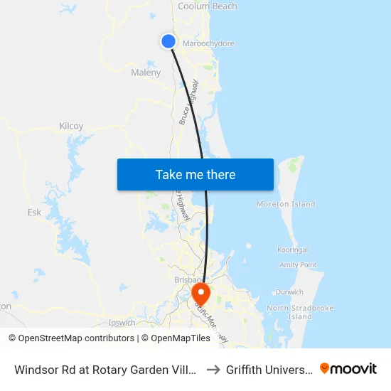 Windsor Rd at Rotary Garden Village to Griffith University map