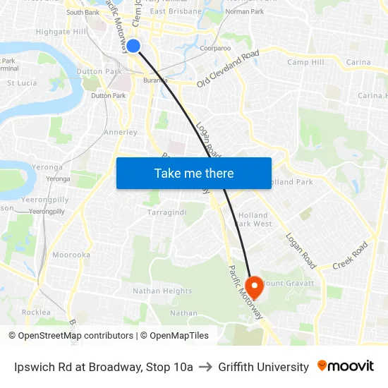 Ipswich Rd at Broadway, Stop 10a to Griffith University map